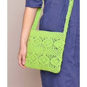 Green Cotton Macrame Cross-Body Bag   Tay Moshulu