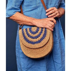 Blue Curved Jute Crossbody Bag   Carron Moshulu