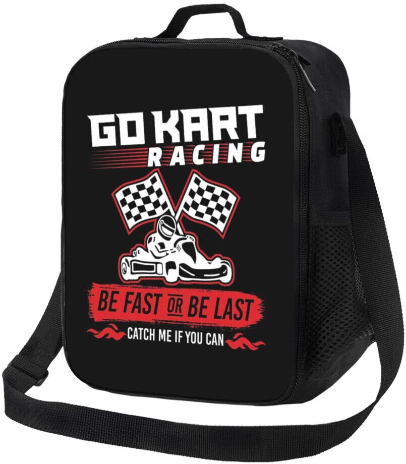 BearLad Kids Lunch Bag Go Kart Racing Be Fast Or Be Last Insulated Tote Box for Girls Bo