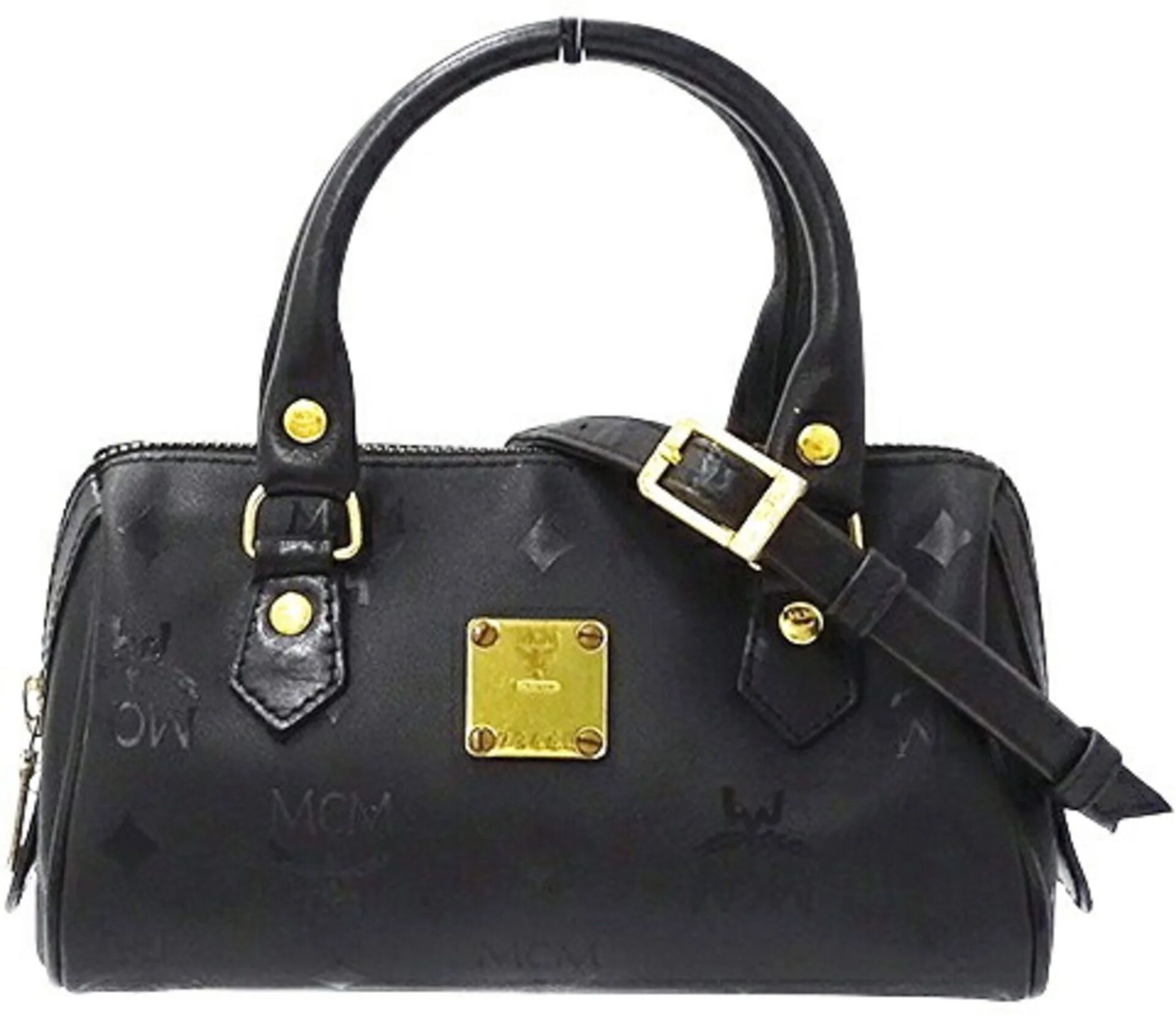 MCM Bag Women's Brand Handbag Shoulder 2way Logogram Black Compact