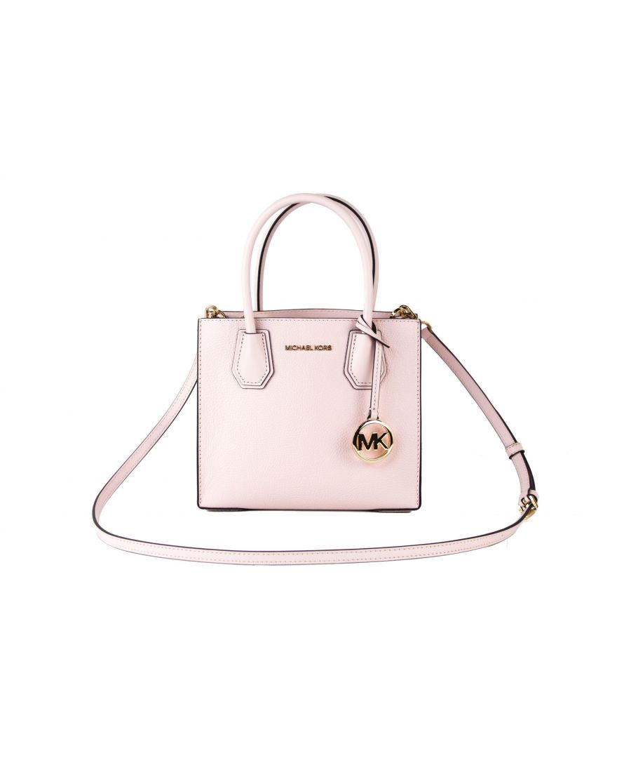 Michael Kors Womens Mercer Medium Leather Messenger Crossbody Handbag (Powder Blush Solid) - Pink - One Size