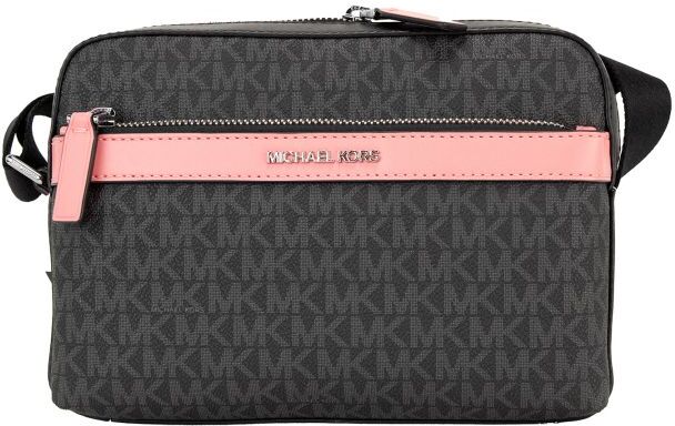 Michael Kors Womens Cooper Small Black Pink Signature Pvc Utility Crossbody Bag - One Size