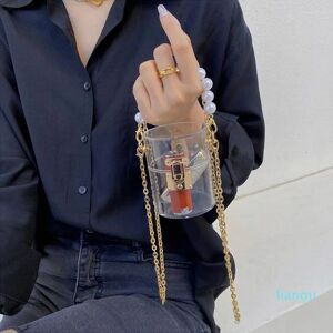 Evening Bags Transparent Mini Pearl Tote Bag Summer Quality PVC Crossbody Shoulder For Women Female Handbag Lipstick Purses