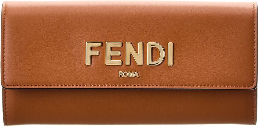 FENDI FF Leather Continental Wallet On Chain Brown NoSize