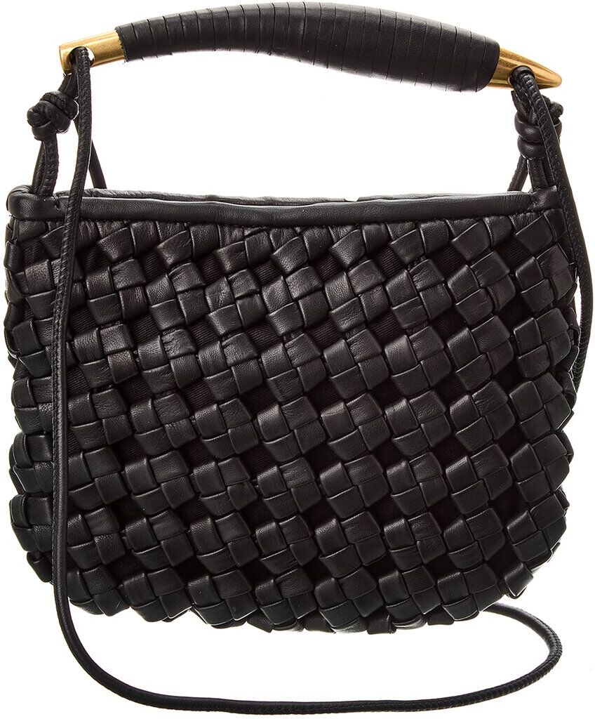 Walter Baker Hazel Mini Woven Leather Hobo Black NoSize