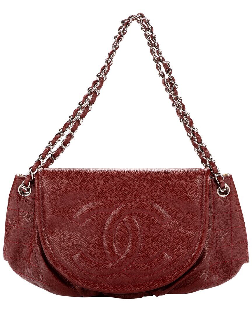Chanel Bordeaux Quilted Caviar Leather by Karl Lagerfeld CC Single Flap Bag (Authentic Pre-Owned) NoColor NoSize
