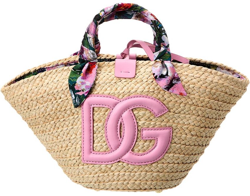 Dolce & Gabbana Kendra Straw & Leather Tote Pink NoSize