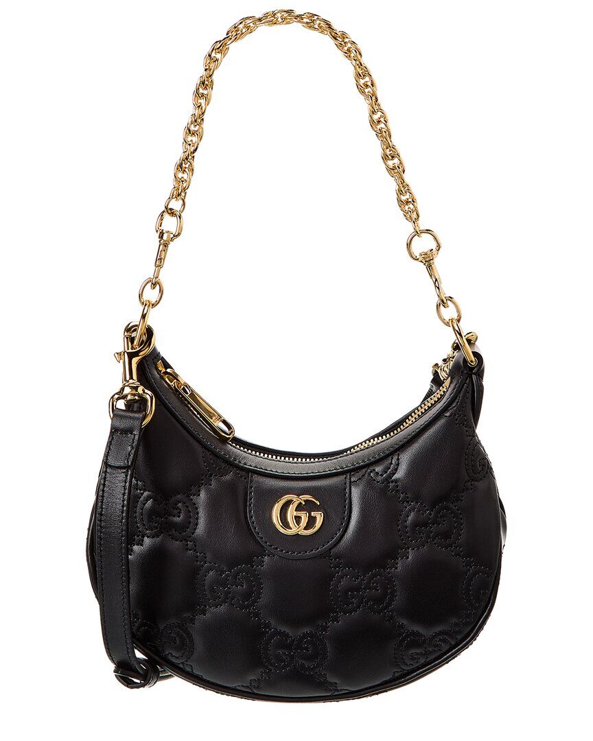 Gucci GG Matelasse Mini Leather Hobo Bag Black NoSize