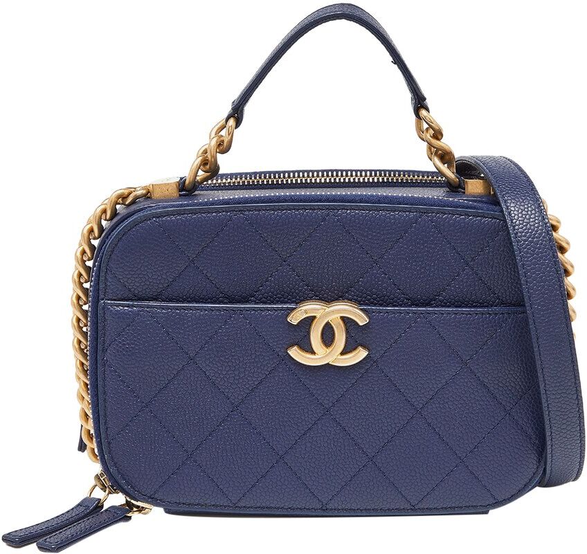 Chanel Blue Quilted Caviar Leather Single Flap Business Affinity Camera Chain Bag (Authentic Pre-Owned) NoColor NoSize