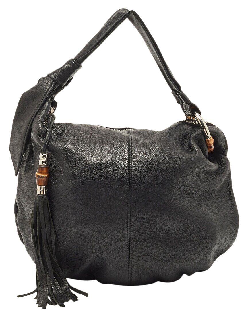 Gucci Black Leather Medium Jungle Hobo Bag (Authentic Pre-Owned) NoColor NoSize
