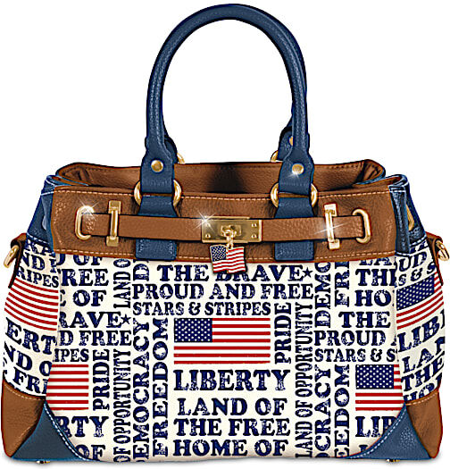 The Bradford Exchange All American Faux Leather Fashion Handbag With Flag Charm