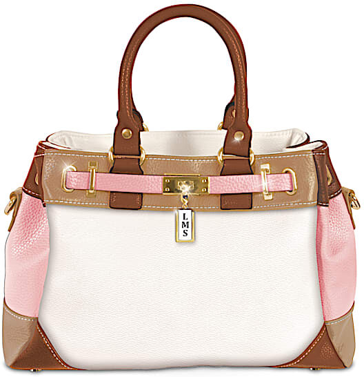 The Bradford Exchange Faux Leather Colorblock Handbag Personalized With Initials