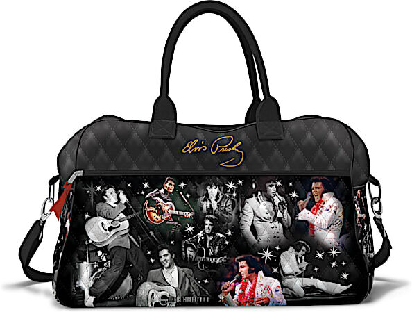 The Bradford Exchange Elvis Through The Years Quilted Weekender Bag