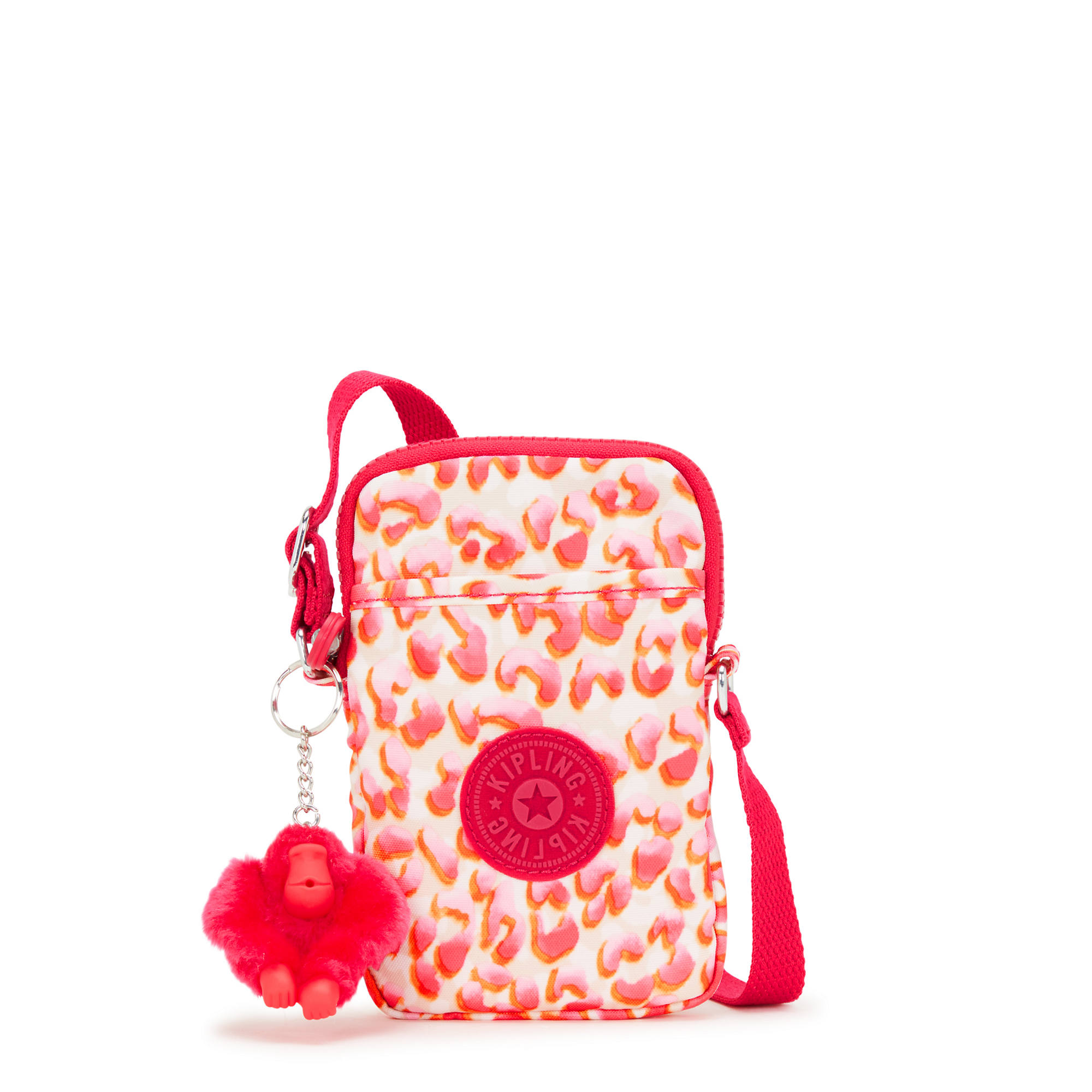 Kipling Tally Printed Crossbody Phone Bag Pink Cheetah