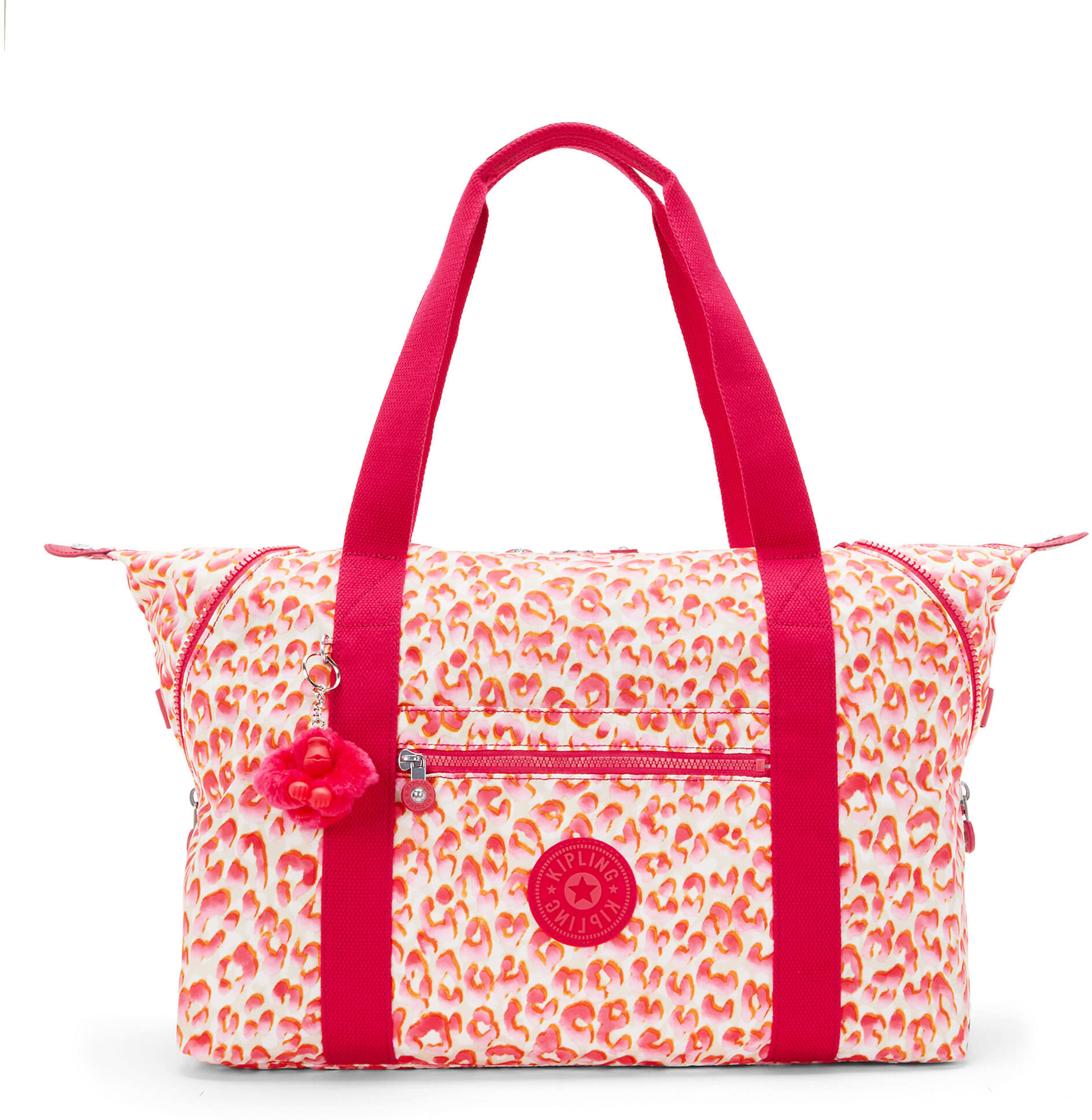 Kipling Art Medium Printed Tote Bag Pink Cheetah