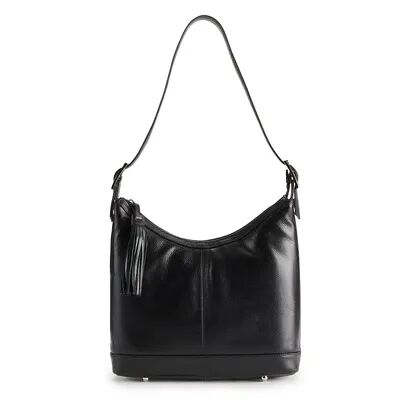 ili RFID-Blocking Classic Leather Hobo Bag, Black