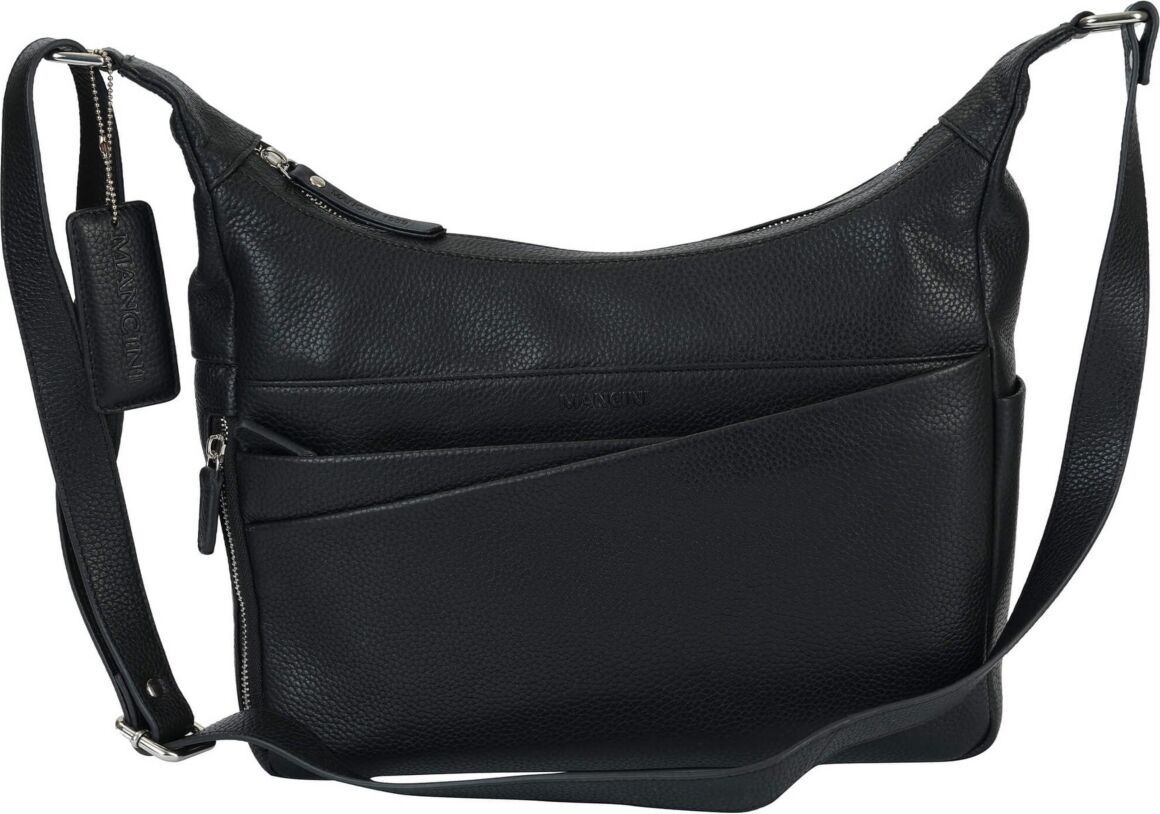 Mancini Pebble June Leather Crossbody Handbag - Black