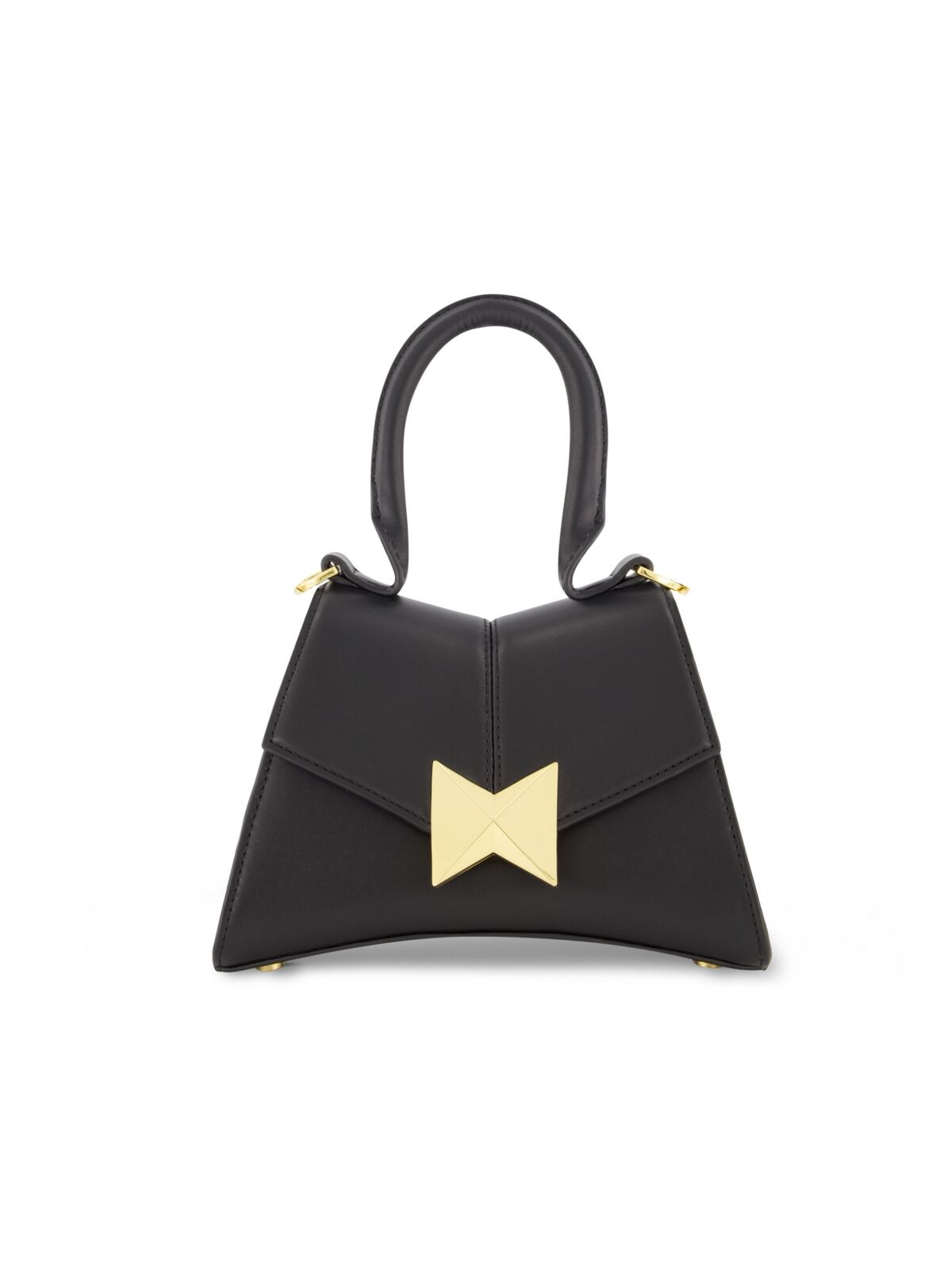 Mac Duggal Gold Hardware Detail Angular Mini Leather Handbag - Black