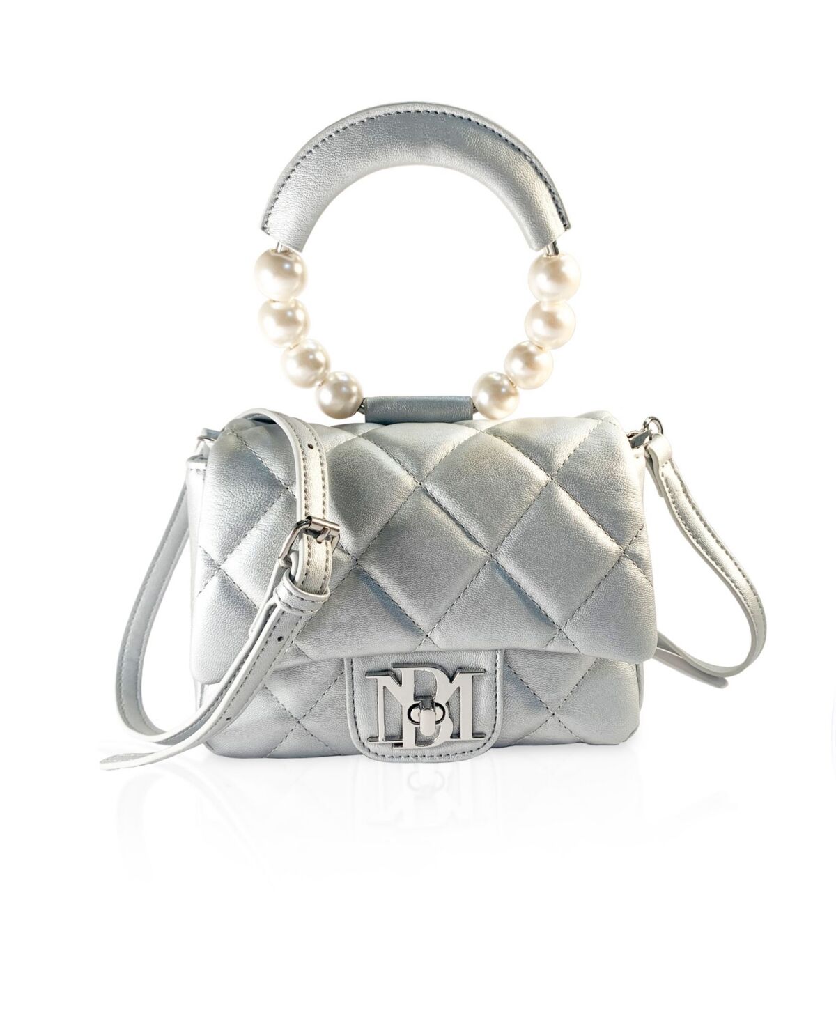 Badgley Mischka Women's Mini Flap Quilted Handbag - Metallic Gray