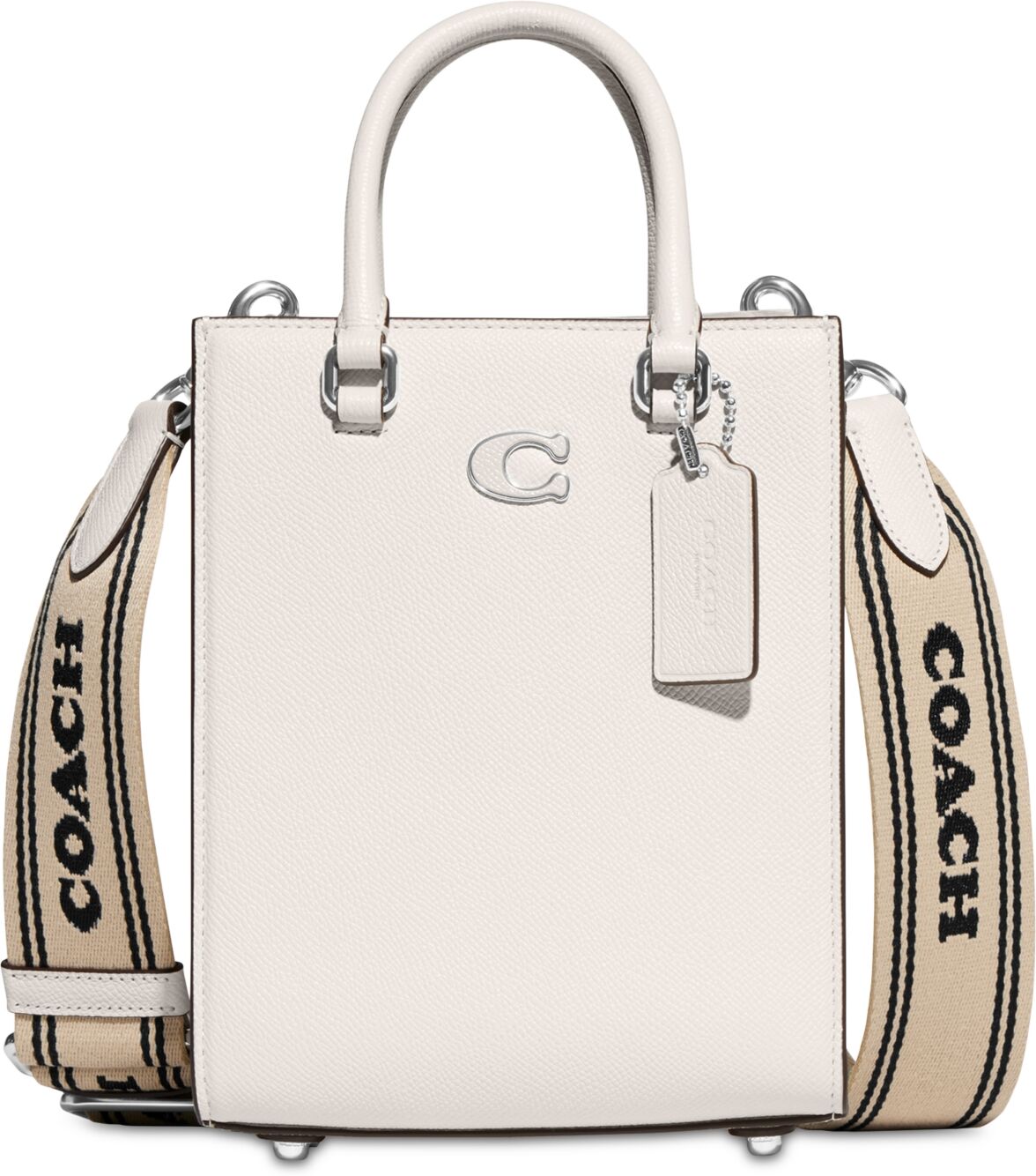 Coach Tote 16 Crossgrain Leather Crossbody Bag - White