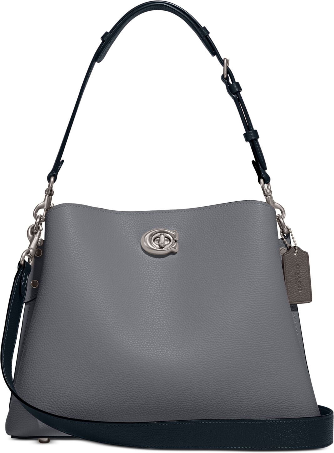 Coach Pebble Leather Willow Shoulder Bag with Convertible Straps - Grey Blue