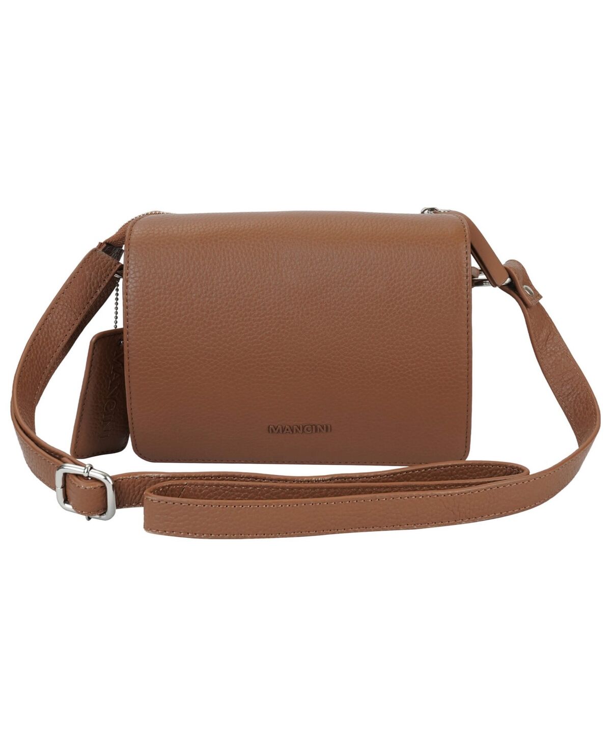 Mancini Pebble Leather Connie Crossbody Handbag - Camel