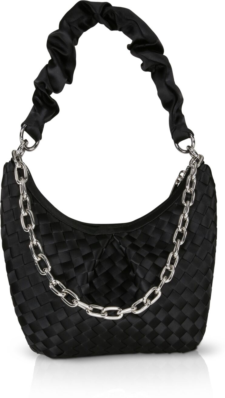 Jewel Badgley Mischka Woman's Sophia Basket Weave Shoulder Bag - Black