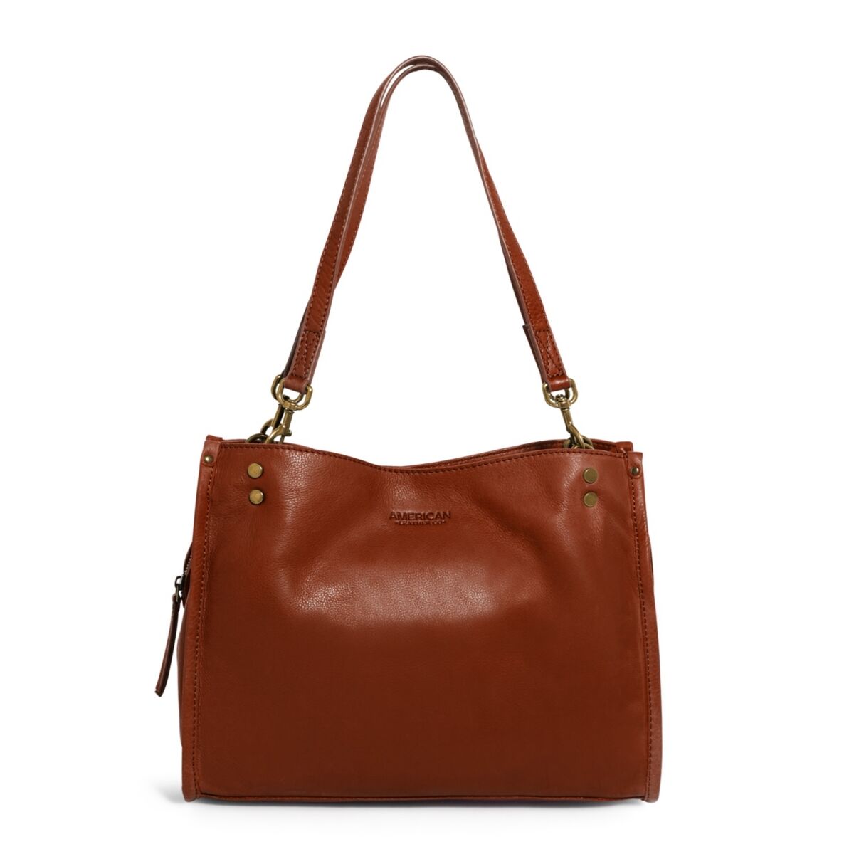 American Leather Co. Women's Lenox Triple Entry Satchel Handbag - Brandy Smooth
