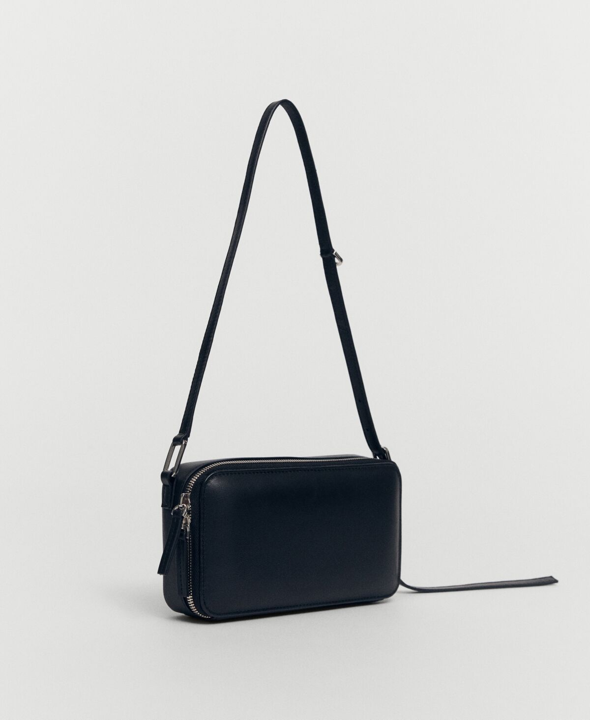 Mango Women's Rectangular Leather Handbag - Black