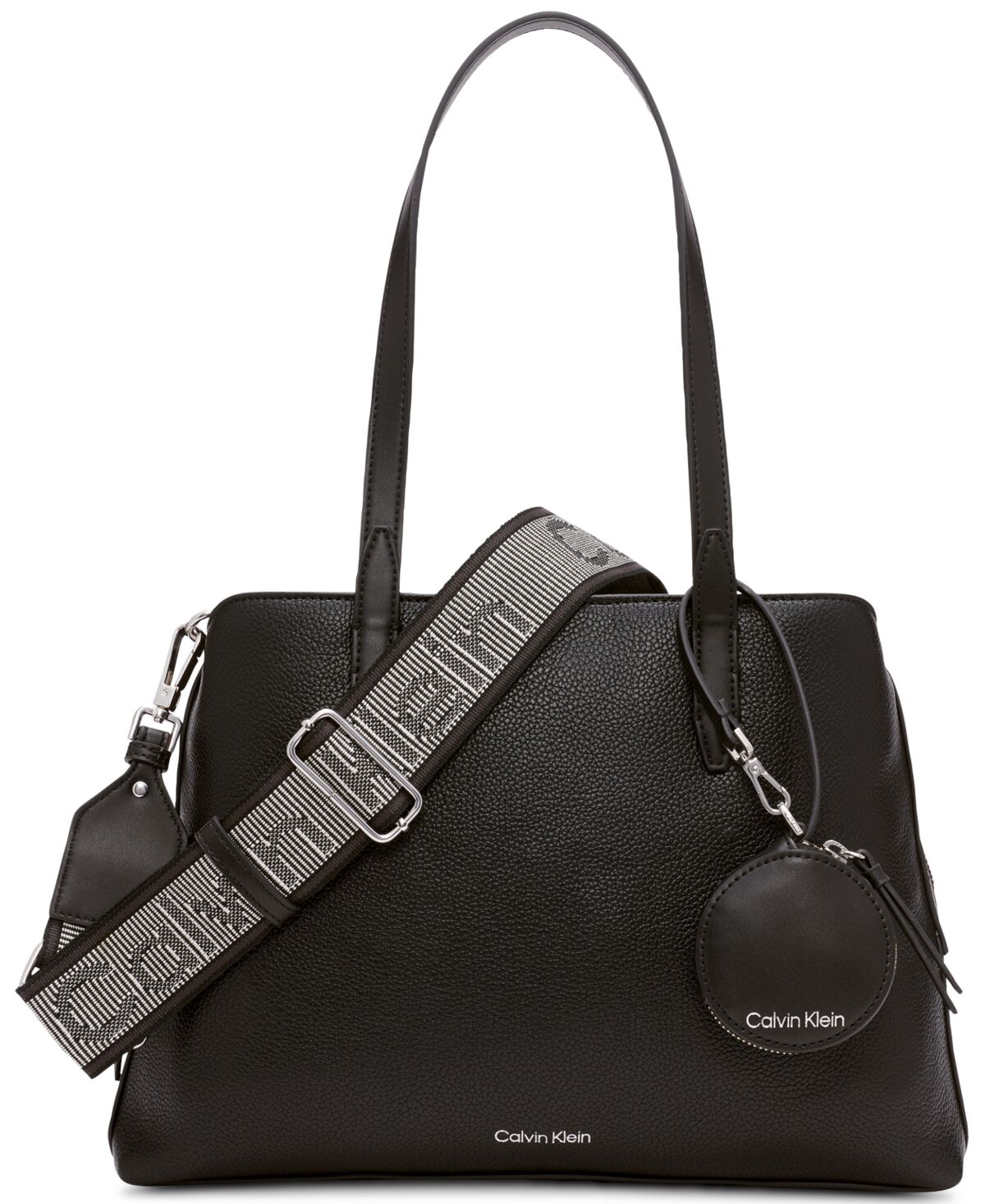 Calvin Klein Millie Convertible Tote with Coin Pouch - Black/Silver