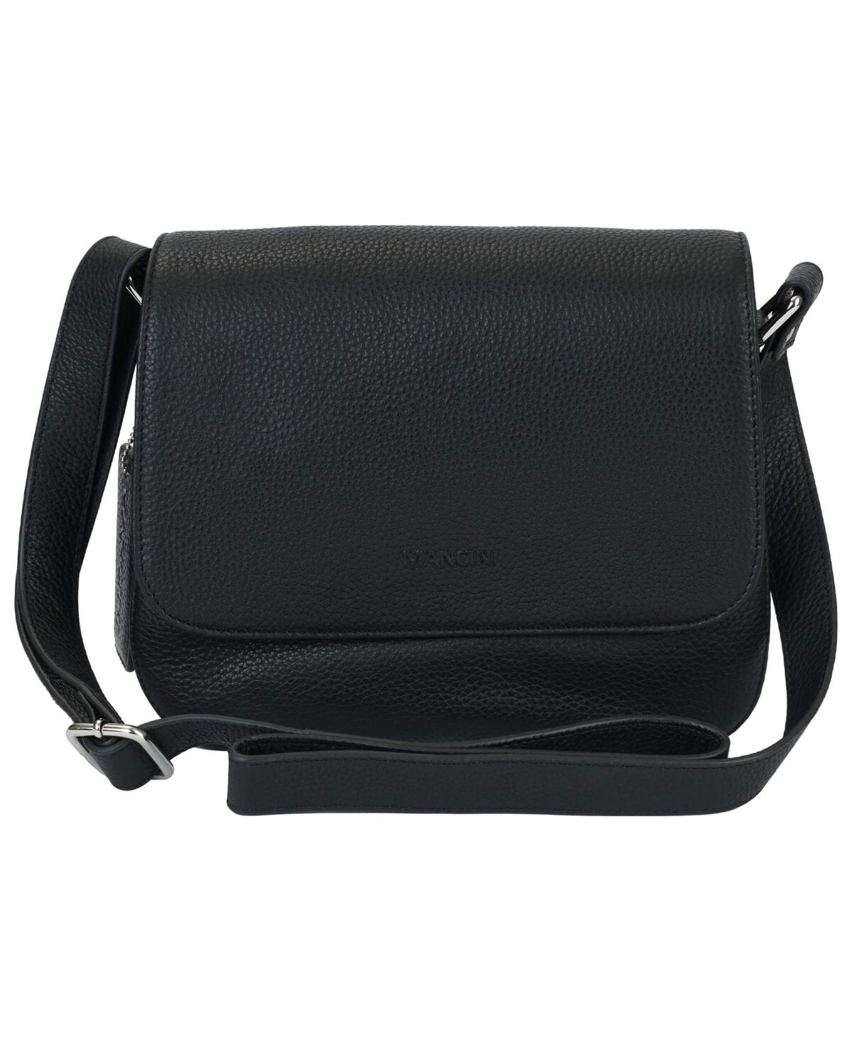 Mancini Pebble Alison Leather Crossbody Handbag - Black