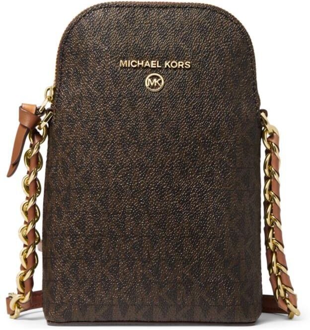 Michael Kors Michael Michael Kors Logo North South Chain Phone Crossbody - Brown/Acorn/Gold