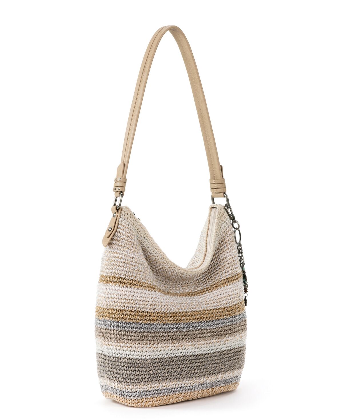 The Sak Sequoia Crochet Hobo Medium Handbag - Sand Stripe