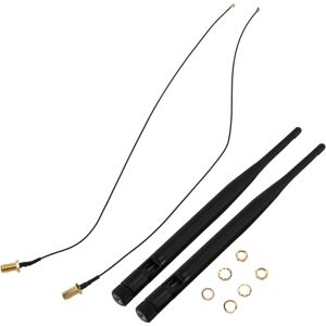 2 X 6dbi 2.4ghz 5ghz Dual Band Wifi Rp-sma-antenne + 2 X 35cm U.fl / Ipex-kabel Black