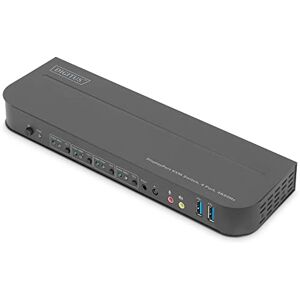 Digitus KVM-Switch DisplayPort – 4-Port Single-Display – 4 PC 1 Monitor – 1x Maus, Tastatur & Audio für 4 Computer – UHD 4K@60Hz (4096 x 2160p) – Hot-Key Umschalter – 2X USB 3.0 Hub – Schwarz