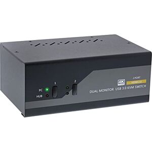 InLine 62652I KVM Desktop Switch, 2-fach, Dual Monitor, HDMI, 4K, USB 3.0, Audio