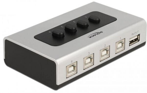 DeLock 87763 - Umschalter USB 2.0 mit 4 x Typ-B Buchse zu 1 x Typ-A Buchse manuell bidirektional