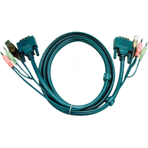 ATEN 2L-7D03U - KVM Kabel DVI-D (Single Link), USB, Audio, schwarz, 3,0 m