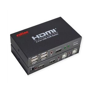 ROLINE KVM Switch, HDMI 4K, USB, 1 User - 2 PC