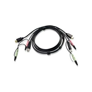 Aten 2L-7D02UH HDMI KVM Anschlusskabel, USB 2.0, schwarz, 1,8 m