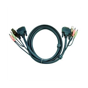 Aten 2L-7D05U KVM Kabel DVI-D (Single Link), USB, Audio, schwarz, 5 m