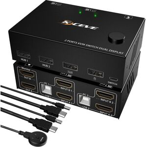 Shoppo Marte KC-KVM202 430HZ Dual Screen Extension Replication Dual Channel HDMI Different Display  KVM Switch(Black)