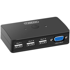 FJGEAR FJ-210UK 2 Ports HD VGA To KVM Switcher With Desktop Controller(Black)