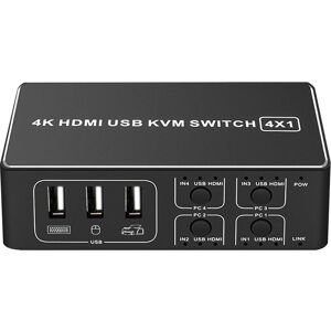 NÖRDIC KVM Switch 4 PC til 1 HDMI 4K 60Hz og 4xUSB HDCP 2.2