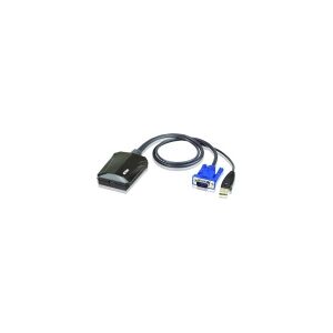 ATEN Technology ATEN CV211, VGA, Sort, Blå, USB Type A + VGA, USB Mini Type B, Hanstik, Hunstik