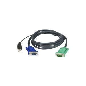 ATEN Technology ATEN Micro-Lite 2L-5205U - Kabel til tastatur / video / mus (KVM) - USB, HD-15 (VGA) (han) til 15 pin D-Sub (DB-15) (hun) - for KVM on the NET CS1708, CS1716  Master View max CS-1716  MasterView USB KVM Switch CS-1708