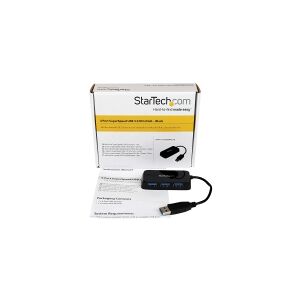 StarTech.com 4-Port USB 3.0 SuperSpeed Hub - Portable Mini Multiport USB Travel Dock - USB Extender Black for Business PC/Mac, laptops (ST4300MINU3B) - Hub - 4 x SuperSpeed USB 3.0 - desktop - for P/N: FCREADMICRO3, MSDREADU3CA, USB3S2ESATA3