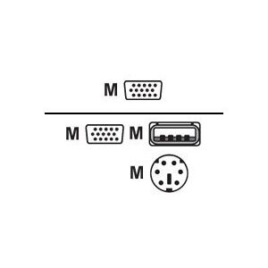 Level One LevelOne ACC-2101 - Kabel til tastatur / video / mus (KVM) - HD-15 (VGA) (han) til USB, PS/2, HD-15 (VGA) (han) - 1.8 m - tommelskruer - for ViewCon
