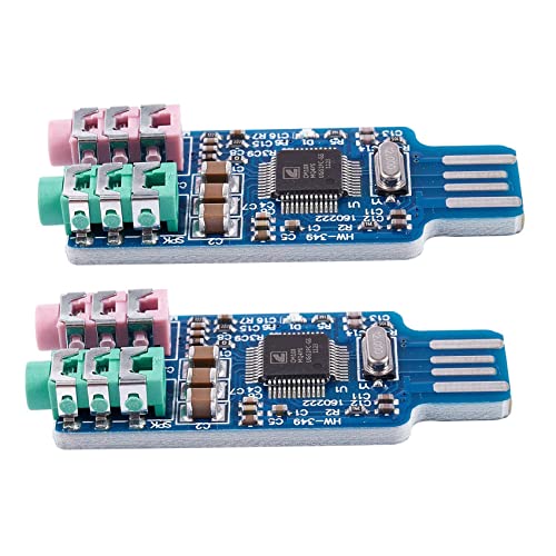 Bsowte 2X Free Driver Geluidskaart USB cm108 Chip Geluidskaart USB Blauw