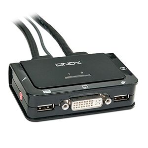 LINDY Compact 2 Port KVM Switch - DVI, USB 2.0 & Audio, Black